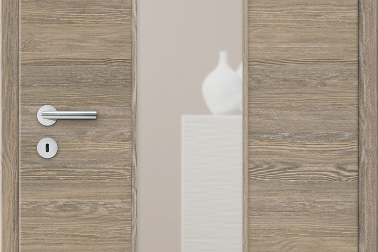 Verso Café : vantail CPL à veinage horizontal avec oculus LA GA-M, vitrage : Clair