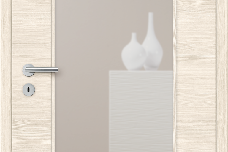 Verso Pinie : vantail CPL à veinage horizontal avec oculus LA G3, vitrage : Clair