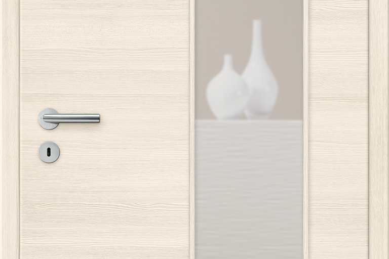 Verso Pinie : vantail CPL à veinage horizontal avec oculus LA GA-B, vitrage : Clair