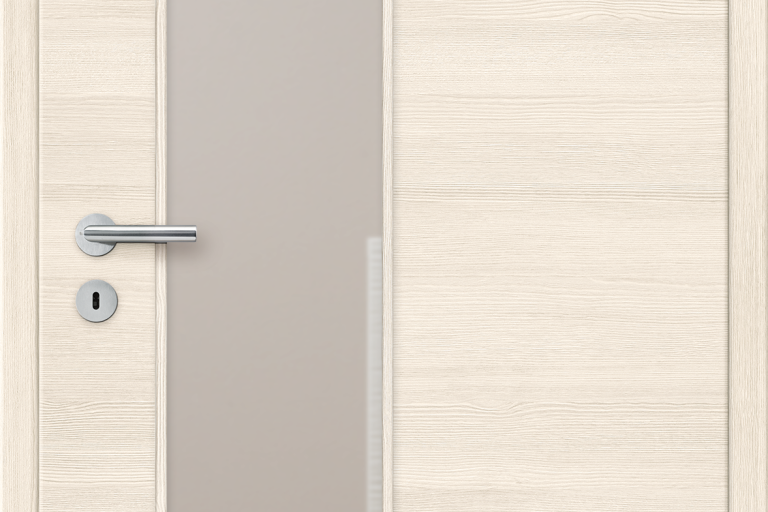 Verso Pinie: CPL-Türblatt mit quer verlaufender Holzmaserung und Lichtausschnitt LA GA-S, Glas: Klarglas