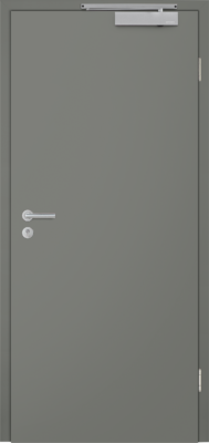 Alba Lavagrau: Glatte Tür mit Brandschutz und Rauchschutz und optionalem Gleitschienenschließer
