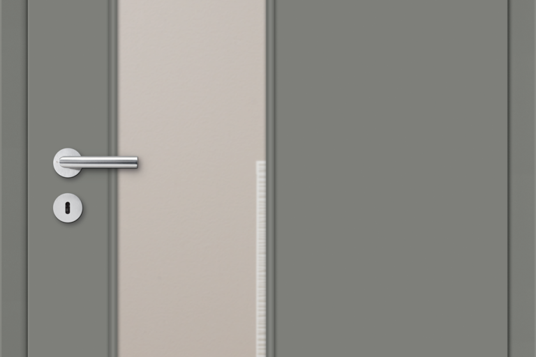 Lisse gris lave : vantail lisse laqué avec oculus LA GA-S, vitrage : Clair