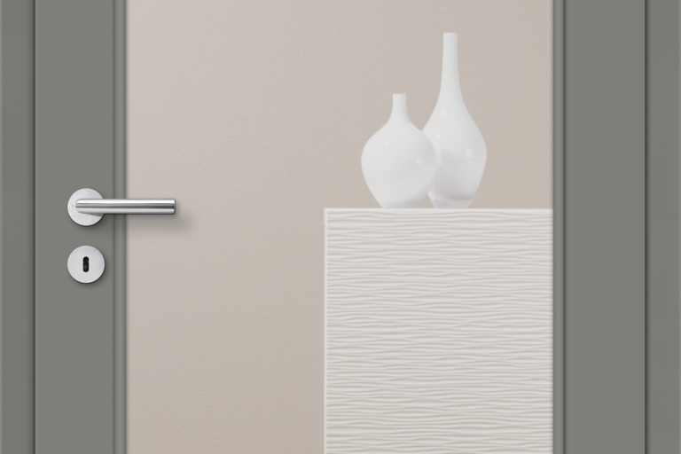 Alba Lavagrau: Lackiertes glattes Türblatt mit Lichtausschnitt LA HK, Glas: Klarglas