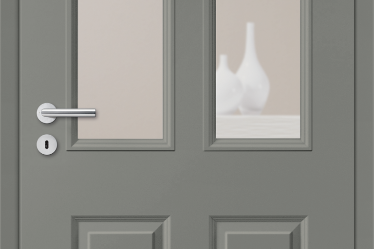 Elegance 04 Lava grey: lacquered door leaf in country house style with vision panel LA GD, glass: clear glass