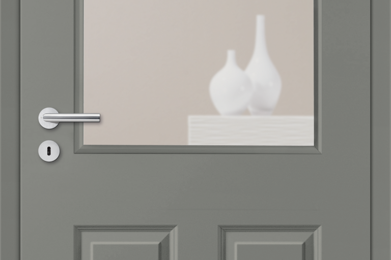 Elegance 04 Lava grey: lacquered door leaf in country house style with vision panel LA HE, glass: clear glass