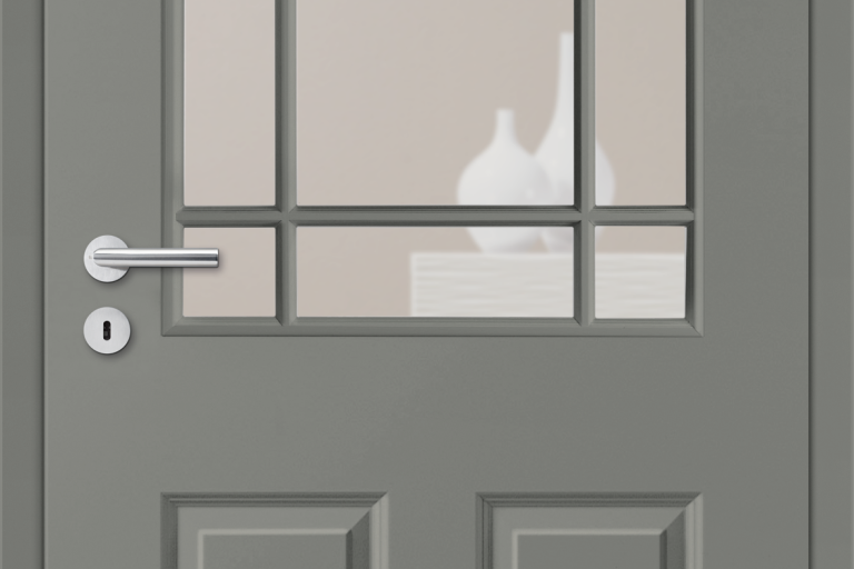 Elegance 04 Lava grey: lacquered door leaf in country house style with vision panel LA HE SPR 2x2, glass: clear glass