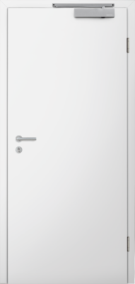 Alba natural white oder Polar white vision panel LA GI: Smooth door with fire resistance and optional slide-rail closer