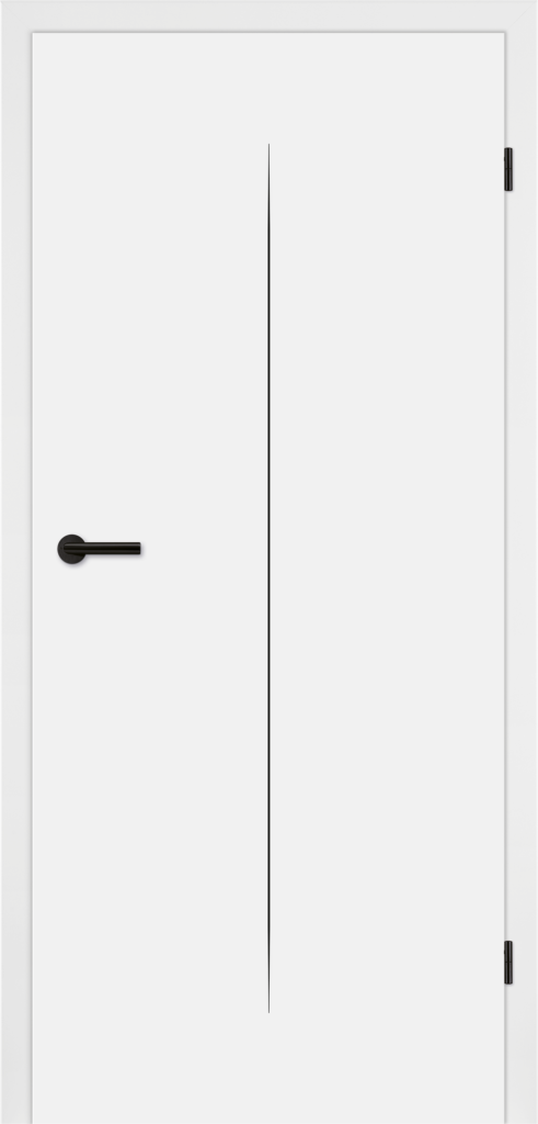 Tira 01 Polarweiß: Lackiertes Türblatt mit einer schwarzen Linie