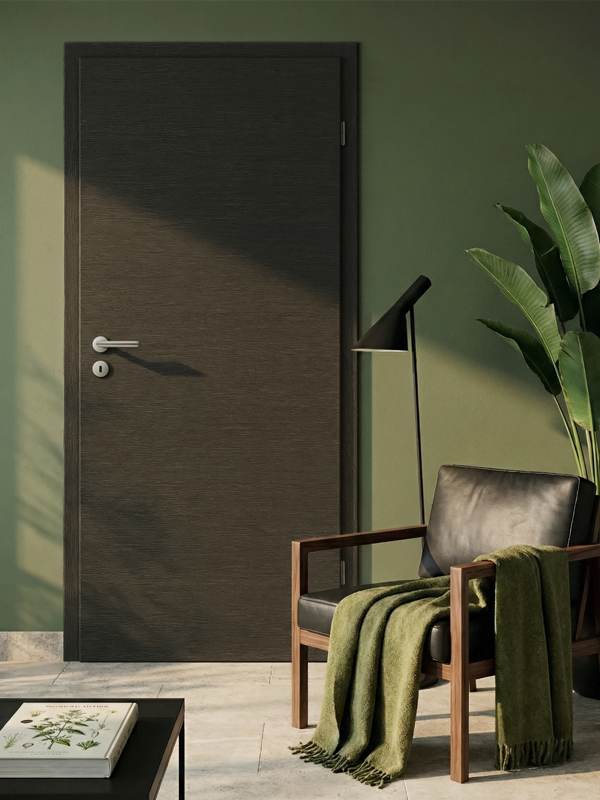 Verso Structura Anthrazit Holzdesign-Tür an grüner Wand
