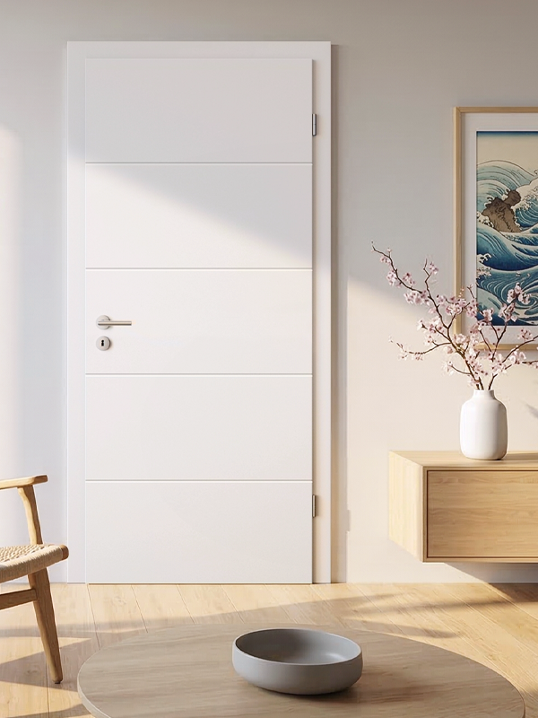 Polarweiße Mala-10-Designtür an grauer Wand