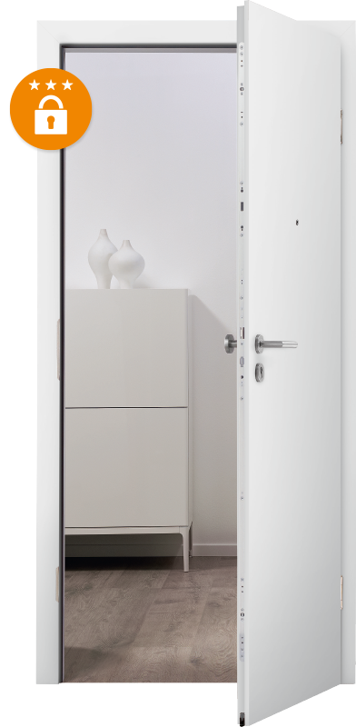 weisse Alba-Tür mit Einbruchschutzfunktion